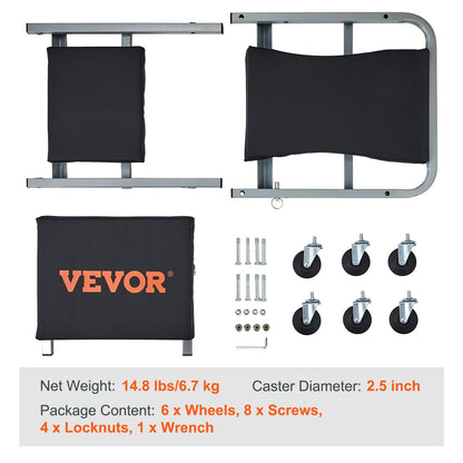 Rolling garage creeper with durable 360-degree swivel wheels and steel frame