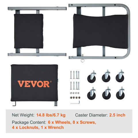 Rolling garage creeper with durable 360-degree swivel wheels and steel frame
