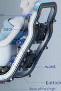Zero Gravity 4D Massage Chair – side view reclined

Heated massage chair with full-body airbags

Touchscreen controls on smart massage recliner

Bluetooth massage chair in gray leather

Close-up of 4D roller technology on massage unit