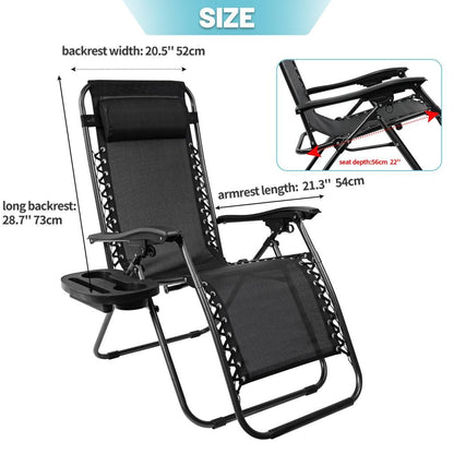 Zero Gravity Recliner Chairs – Adjustable Patio Set (Front View)

Foldable Outdoor Reclining Lounge Chairs – Set of 2

Zero Gravity Chairs Folded – Compact Storage View

Recliner Chairs Fully Reclined by Poolside – Set of Two

Patio Chairs with Adjustable Headrests – Black Mesh

Outdoor Lounge Recliner Chairs – Camping Ready Set
