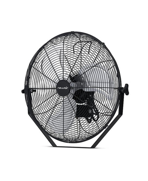 Newair 18" High Velocity Wall Mount Fan, Heavy Duty Waterproof Outdoor Fan, Adjustable Tilt and 3 Speeds up to 4012 CFM, Pull Chain Switch | Wall Fan or Garage Fan for Indoor, Patio, Gym or Porch - Black - with Black | Sold by Uncle Wiener's Wholesale