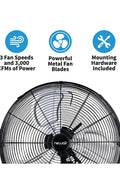 Newair 18" High Velocity Wall Mount Fan, Heavy Duty Waterproof Outdoor Fan, Adjustable Tilt and 3 Speeds up to 4012 CFM, Pull Chain Switch | Wall Fan or Garage Fan for Indoor, Patio, Gym or Porch - Black - with Black | Sold by Uncle Wiener's Wholesale