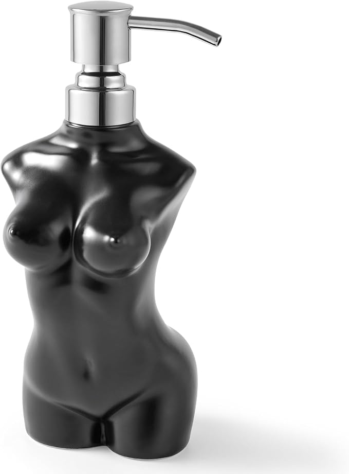 NEWHENGS Ceramic Soap Dispenser with 304 Stainless Steel Pump – Refillable Hand Soap & Lotion Dispenser for Kitchen and Bathroom - Home decor with Black | Sold by Uncle Wiener's Wholesale