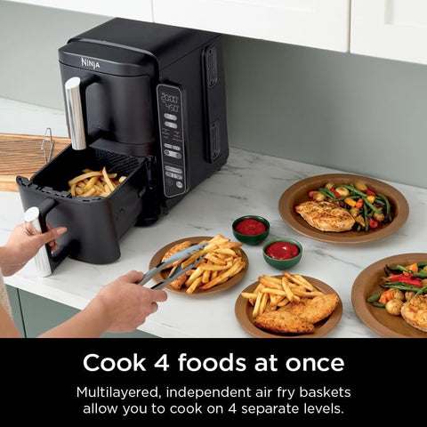 Ninja Air Fryer, 8 QT DoubleStack 2 - Basket, Space Saving Design, Feeds up to 6 People, 6 - in1 Air Fryer, Roast, Bake & More, Easy to Clean, Dishwasher Safe Parts, SL201C (Canadian Version) - with | Sold by Uncle Wiener's Wholesale
