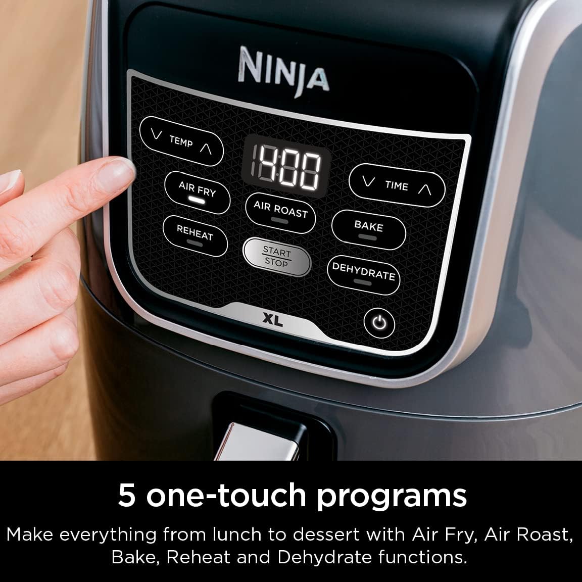 Ninja Air Fryer XL, 5.5 Qt. Capacity that can Air Fry, Air Roast, Bake, Reheat & Dehydrate, with Dishwasher Safe, Nonstick Basket & Crisper Plate and a Chef - Inspired Recipe Guide, Grey, AF150AMZ - with Gray | Sold by Uncle Wiener's Wholesale