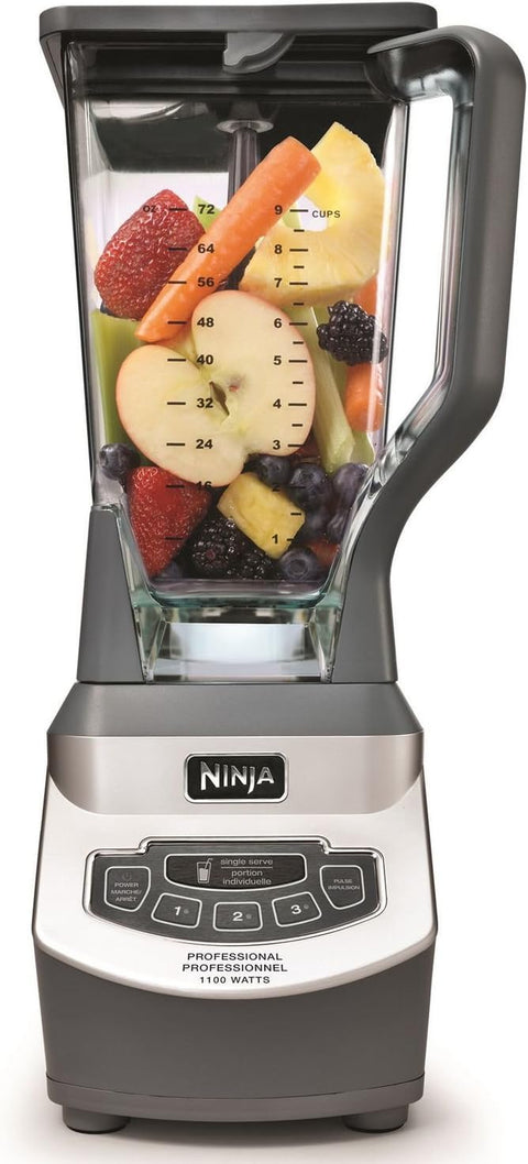 Ninja BL660C Professional Countertop Blender With 1100 - Watt Base,72Oz Total Crushing Pitcher and(2)16 Oz Cups For Frozen Drinksand Smoothies,Silver/Gray,1100W,(Canadian Version)Silver/Grey,7.8 Pounds - with | Sold by Uncle Wiener's Wholesale