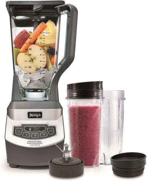 Ninja BL660C Professional Countertop Blender With 1100 - Watt Base,72Oz Total Crushing Pitcher and(2)16 Oz Cups For Frozen Drinksand Smoothies,Silver/Gray,1100W,(Canadian Version)Silver/Grey,7.8 Pounds - with | Sold by Uncle Wiener's Wholesale
