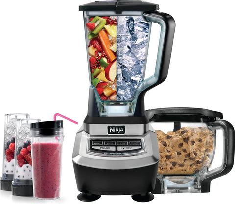 Ninja BL780C, Ninja Supra Kitchen System with Blender and Food Processor, Black/Silver, 1200W, (Canadian Version), scratches on the cup,photo added - with | Sold by Uncle Wiener's Wholesale