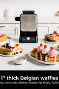 Ninja BW1000C Belgian Waffle Maker, Nonstick, 5 Shade Settings, Easy to Clean, Black/Silver, 12 inch - with | Sold by Uncle Wiener's Wholesale