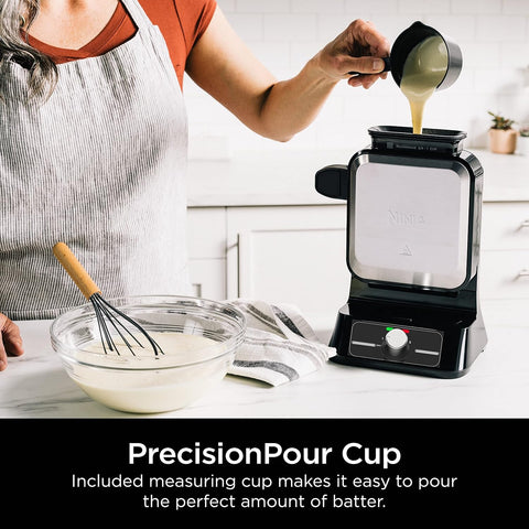 Ninja BW1000C Belgian Waffle Maker, Nonstick, 5 Shade Settings, Easy to Clean, Black/Silver, 12 inch - with | Sold by Uncle Wiener's Wholesale