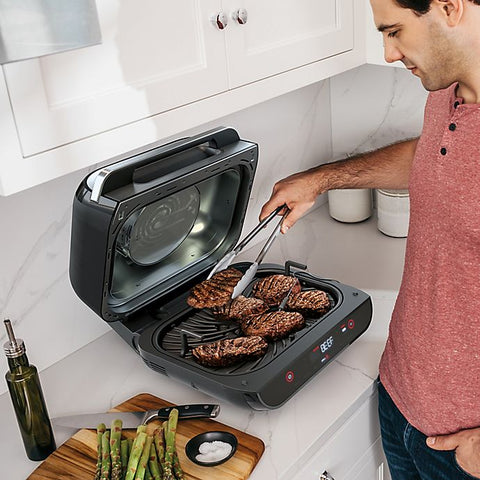 Ninja® Foodi™ Smart XL 6 - in - 1 Indoor Grill with 4 - qt Air Fryer, Roast, Bake, Broil, Dehydrate - with BLACK | Sold by Uncle Wiener's Wholesale