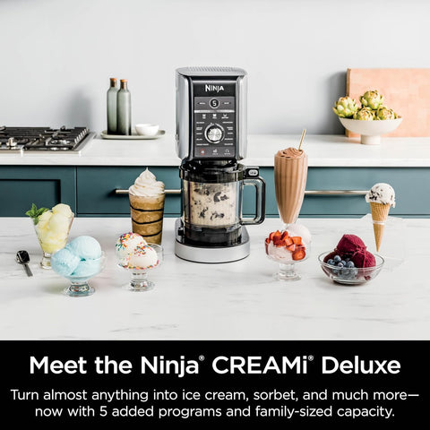 Ninja NC501 CREAMi Deluxe 11 - in - 1 Ice Cream & Frozen Treat Maker for Ice Cream, Sorbet, Milkshakes, Frozen Drinks & More, 11 Programs, with 2 XL Family Size Pint Containers, Perfect for Kids, Silver - with | Sold by Uncle Wiener's Wholesale