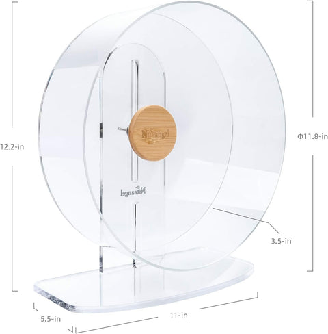 Niteangel Silent Hamster Exercise Wheel - Dual - Bearing Quiet Spinning Acrylic Hamster Running Wheel for Hamster Gerbils Mice Degus Or Other Small Animals (Large - Wider Version) - with | Sold by Uncle Wiener's Wholesale