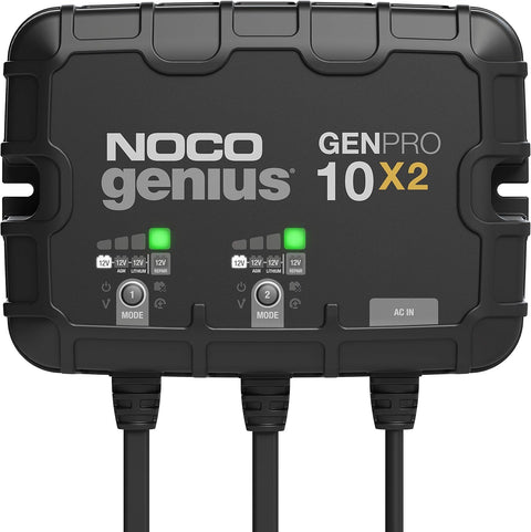 NOCO Genius GENPRO10X2: 2 - Bank, 20A Onboard Battery Charger - 10A Per Bank, 12V Waterproof Marine Charger with Overcharge Protection & Temperature Compensation – for Lead - Acid & Lithium Batteries - with | Sold by Uncle Wiener's Wholesale