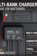 NOCO Genius GENPRO10X2: 2 - Bank, 20A Onboard Battery Charger - 10A Per Bank, 12V Waterproof Marine Charger with Overcharge Protection & Temperature Compensation – for Lead - Acid & Lithium Batteries - with | Sold by Uncle Wiener's Wholesale