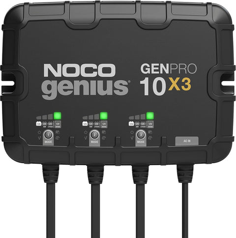 NOCO Genius GENPRO10X3, 3 - Bank, 30A (10A/Bank) Smart Marine Battery Charger, 12V Waterproof Onboard Boat Charger, Battery Maintainer and Desulfator for AGM, Lithium (LiFePO4) and Deep - Cycle Batteries - with | Sold by Uncle Wiener's Wholesale