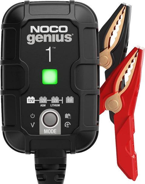 NOCO GENIUS1: 1A 6V/12V Smart Battery Charger – Automatic Maintainer, Trickle Charger & Desulfator with Overcharge Protection & Temperature Compensation – for Lead - Acid & Lithium Batteries - with | Sold by Uncle Wiener's Wholesale