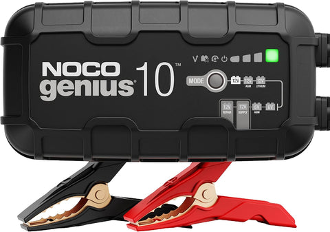 NOCO GENIUS10, 10A Automatic Smart Charger, 6V and 12V Portable Automotive Car Battery Charger, Battery Maintainer, Float Charger, Trickle Charger and Battery Desulfator with Temperature Compensation - with | Sold by Uncle Wiener's Wholesale