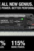 NOCO GENIUS10, 10A Automatic Smart Charger, 6V and 12V Portable Automotive Car Battery Charger, Battery Maintainer, Float Charger, Trickle Charger and Battery Desulfator with Temperature Compensation - with | Sold by Uncle Wiener's Wholesale