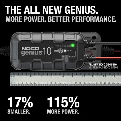 NOCO GENIUS10, 10A Automatic Smart Charger, 6V and 12V Portable Automotive Car Battery Charger, Battery Maintainer, Float Charger, Trickle Charger and Battery Desulfator with Temperature Compensation - with | Sold by Uncle Wiener's Wholesale