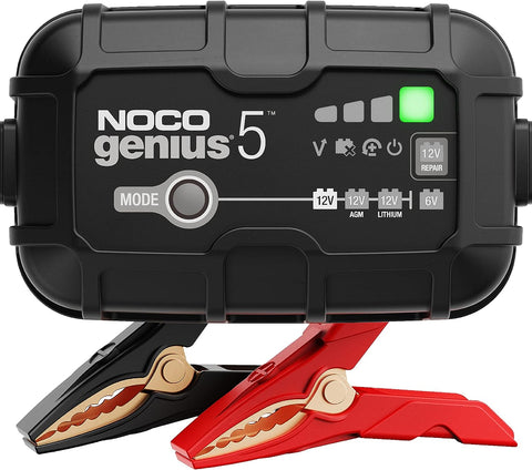 NOCO GENIUS5: 5A 6V/12V Smart Battery Charger – Automatic Maintainer, Trickle Charger & Desulfator with Overcharge Protection & Temperature Compensation – for Lead - Acid & Lithium Batteries - with | Sold by Uncle Wiener's Wholesale
