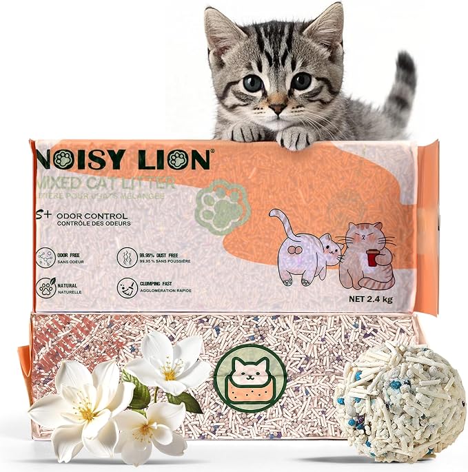 Noisy Lion Tofu Cat Litter 4.8 kg – Vanilla White Tea Fast-Clumping, Low-Tracking & 99.9% Dust-Free Cat Litter, 2 x 2.4 kg Bags - Pet products with | Sold by Uncle Wiener's Wholesale