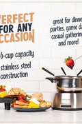 Nostalgia 6 - Cup Stainless Steel Electric Fondue Pot with Temperature Control - with <B>Dimensions (Overall):</B> 8.27 inches (H) x 8.66 inches (W) x 8.66 inches (D) | Sold by Uncle Wiener's Wholesale