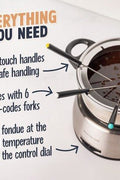 Nostalgia 6 - Cup Stainless Steel Electric Fondue Pot with Temperature Control - with <B>Dimensions (Overall):</B> 8.27 inches (H) x 8.66 inches (W) x 8.66 inches (D) | Sold by Uncle Wiener's Wholesale