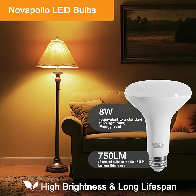 Novapollo BR30 LED Flood Light Bulbs 6-Pack – 8W 700LM, 2700K Soft White, Dimmable 65W Equivalent E26 Recessed Bulbs - Home products with | Sold by Uncle Wiener's Wholesale