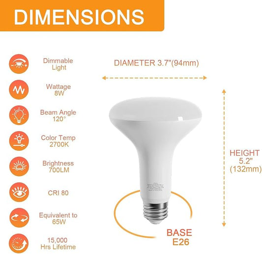 Novapollo BR30 LED Flood Light Bulbs 6-Pack – 8W 700LM, 2700K Soft White, Dimmable 65W Equivalent E26 Recessed Bulbs - Home products with | Sold by Uncle Wiener's Wholesale