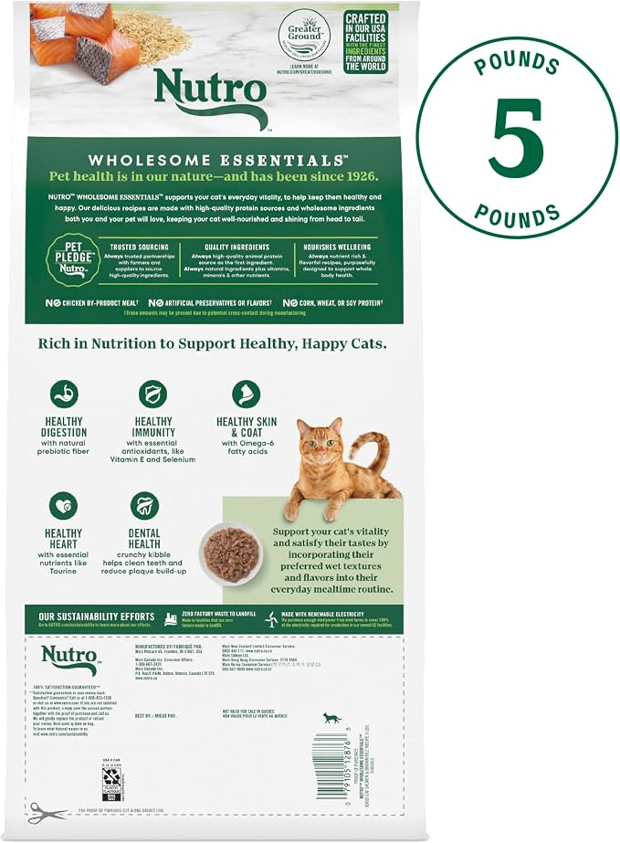 NUTRO Wholesome Essentials Adult Dry Cat Food – Salmon & Brown Rice Recipe, 6.35 kg Bag - Pet products with | Sold by Uncle Wiener's Wholesale