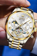 OLEVS Automatic Men Watch Self Winding Mechanical Moon Phase Business Luxury Diamond Dress Stainless Steel Waterproof Luminous Mens Wrist Watch - with | Sold by Uncle Wiener's Wholesale