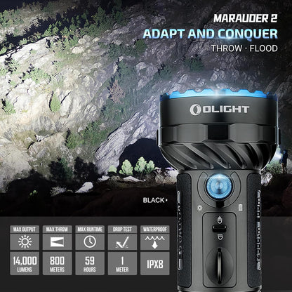 OLIGHT Marauder 2 Ultra Bright Rechargeable 14,000 - Lumen Flashlight – 800m Spotlight & 12 - LED Floodlight Combo - with | Sold by Uncle Wiener's Wholesale