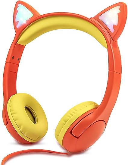 Olyre Kids Wired Cat Ear Headphones – LED Light-Up On-Ear Headset with Microphone, 85 dB Volume Limit & Audio Sharing Port - Electronics with | Sold by Uncle Wiener's Wholesale