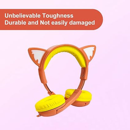 Olyre Kids Wired Cat Ear Headphones – LED Light-Up On-Ear Headset with Microphone, 85 dB Volume Limit & Audio Sharing Port - Electronics with | Sold by Uncle Wiener's Wholesale