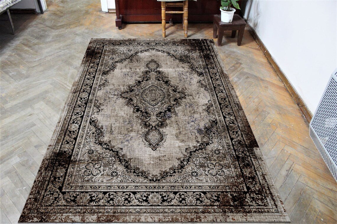 Oriental Area Rug – Non - Slip Boho & Traditional Living Room Carpet - General Equipment with 3.9 X 5.2 FT | Sold by Uncle Wiener's Wholesale