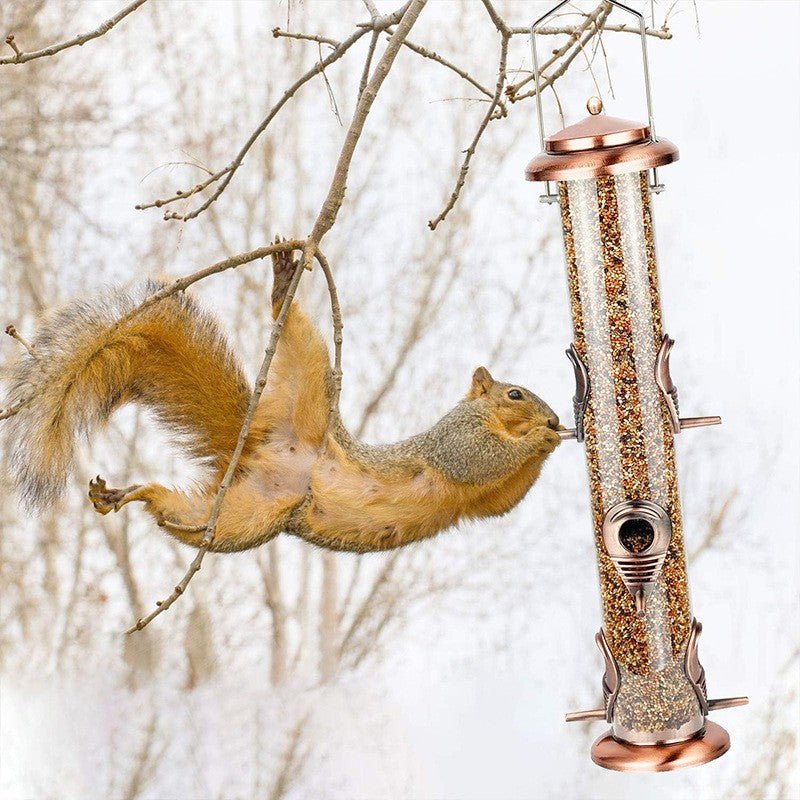 Outdoor Hanging Bird Feeder with Clear Tube & Iron Frame BF1894 - with | Sold by Uncle Wiener's Wholesale