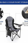 Outdoor Heavy - Duty Folding Camping Chair – Oversized Padded Quad Armchair with Lumbar Support, Cup Holder, Cooler Bag & Side Pocket | Supports 400 lbs | DS120A1 - with | Sold by Uncle Wiener's Wholesale