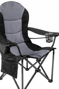 Outdoor Heavy - Duty Folding Camping Chair – Oversized Padded Quad Armchair with Lumbar Support, Cup Holder, Cooler Bag & Side Pocket | Supports 400 lbs | DS120A1 - with | Sold by Uncle Wiener's Wholesale