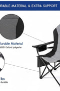Outdoor Heavy - Duty Folding Camping Chair – Oversized Padded Quad Armchair with Lumbar Support, Cup Holder, Cooler Bag & Side Pocket | Supports 400 lbs | DS120A1 - with | Sold by Uncle Wiener's Wholesale