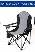 Outdoor Heavy - Duty Folding Camping Chair – Oversized Padded Quad Armchair with Lumbar Support, Cup Holder, Cooler Bag & Side Pocket | Supports 400 lbs | DS120A1 - with | Sold by Uncle Wiener's Wholesale
