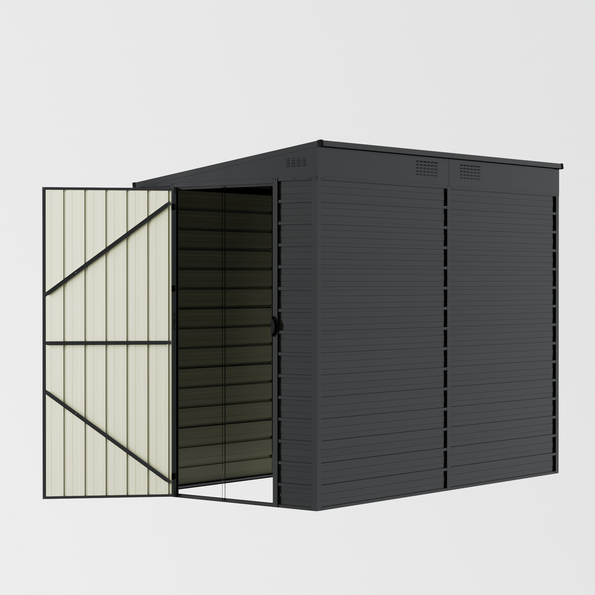 Outdoor Metal Storage Shed – 5x8 ft Dark Grey with Swing Door Weather - Resistant Tool & Equipment Shelter EF0509 - with | Sold by Uncle Wiener's Wholesale