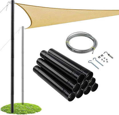 Outdoor Sun Shade Canopy with Steel Poles – UV Protection Shade Sail for Backyard, Patio, Playground, Garden, Deck & Outdoor Events - Camping Gear with | Sold by Uncle Wiener's Wholesale