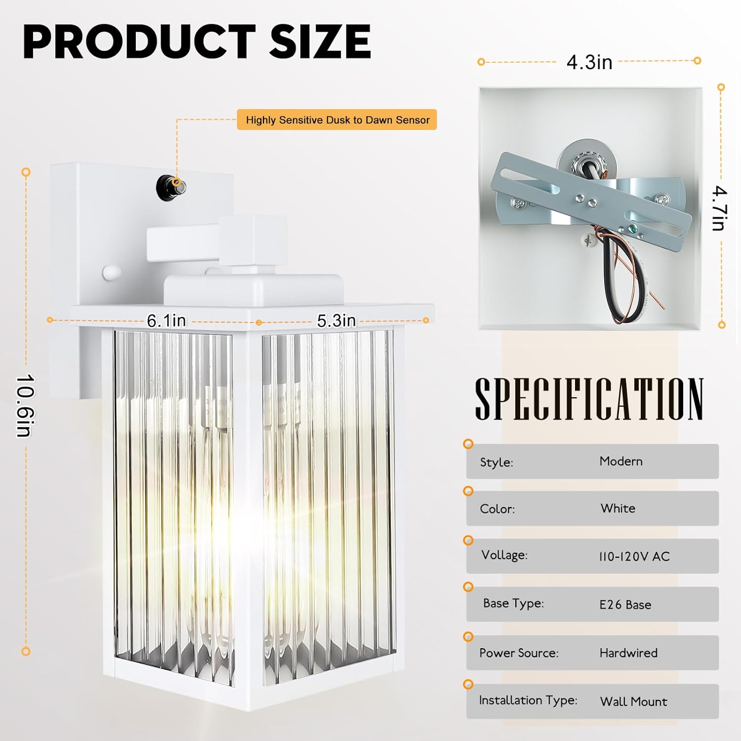 Outdoor Wall Light Waterproof Exterior Lantern Fixture with Tempered Glass - with | Sold by Uncle Wiener's Wholesale