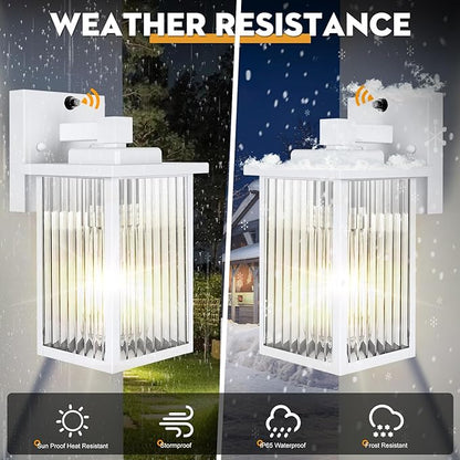 Outdoor Wall Light Waterproof Exterior Lantern Fixture with Tempered Glass - with | Sold by Uncle Wiener's Wholesale