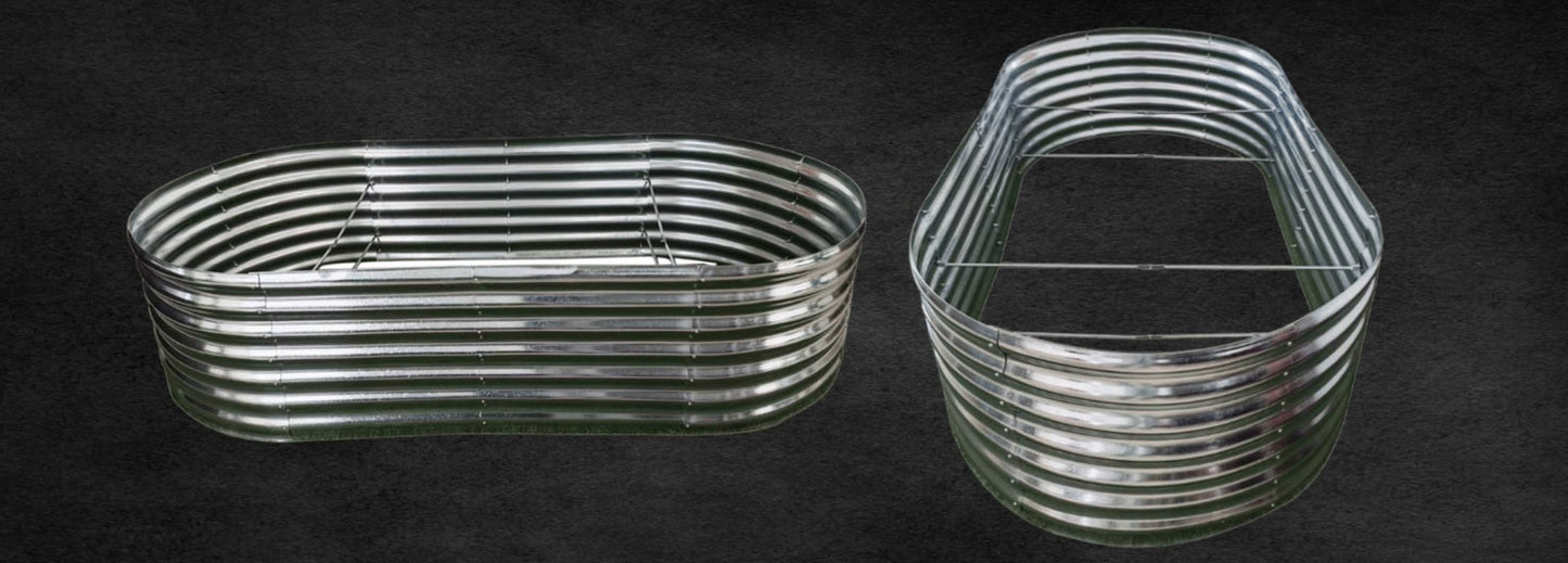Oval Galvanized Metal Raised Garden Bed Planter for Vegetables, Herbs & Flowers - with 6 × 4 × 2 ft Raised Garden Bed | Sold by Uncle Wiener's Wholesale