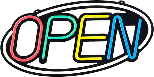 Oval Neon LED Open Sign for Business – Bright Energy - Efficient Shop Sign 1211428 - with | Sold by Uncle Wiener's Wholesale