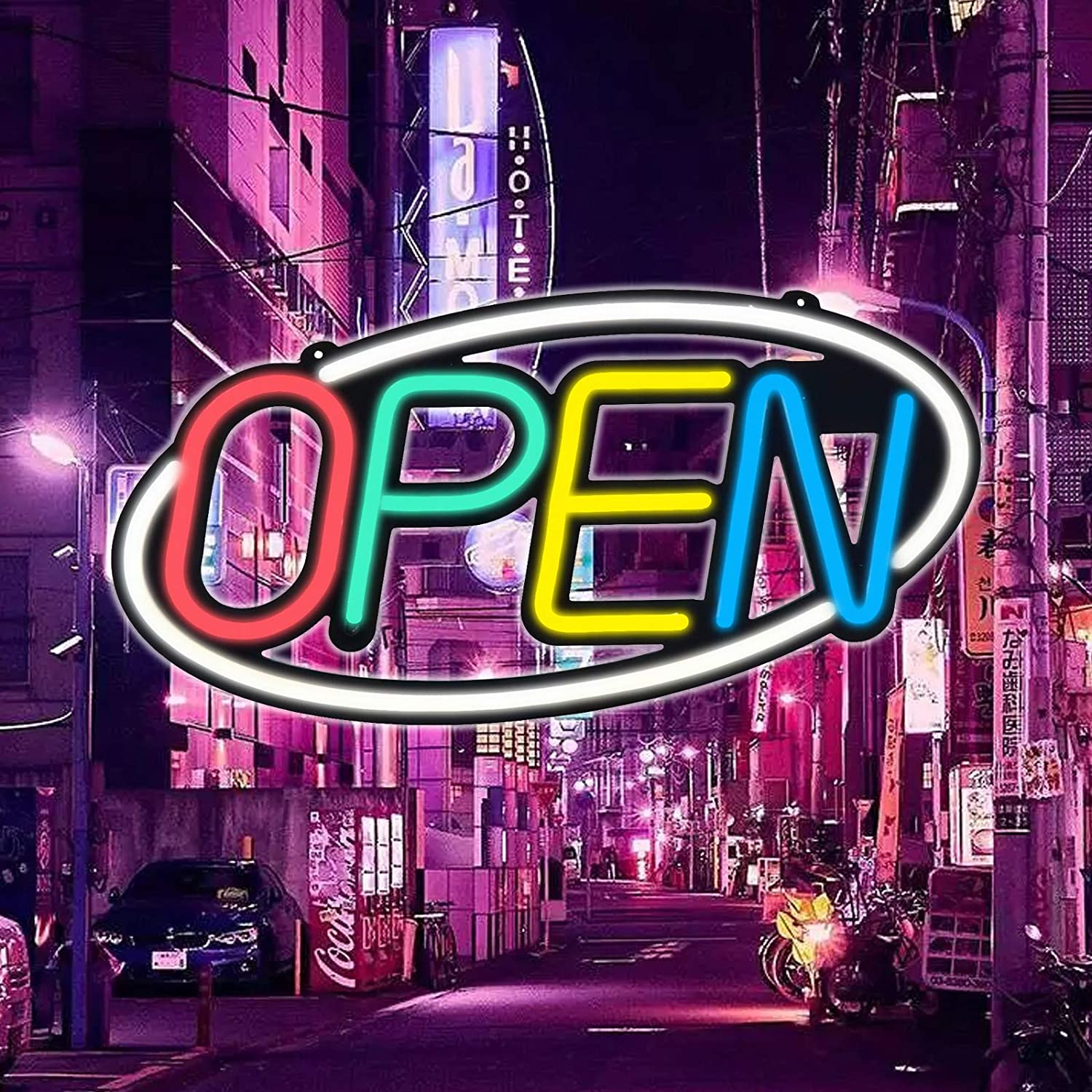 Oval Neon LED Open Sign for Business – Bright Energy - Efficient Shop Sign 1211428 - with | Sold by Uncle Wiener's Wholesale