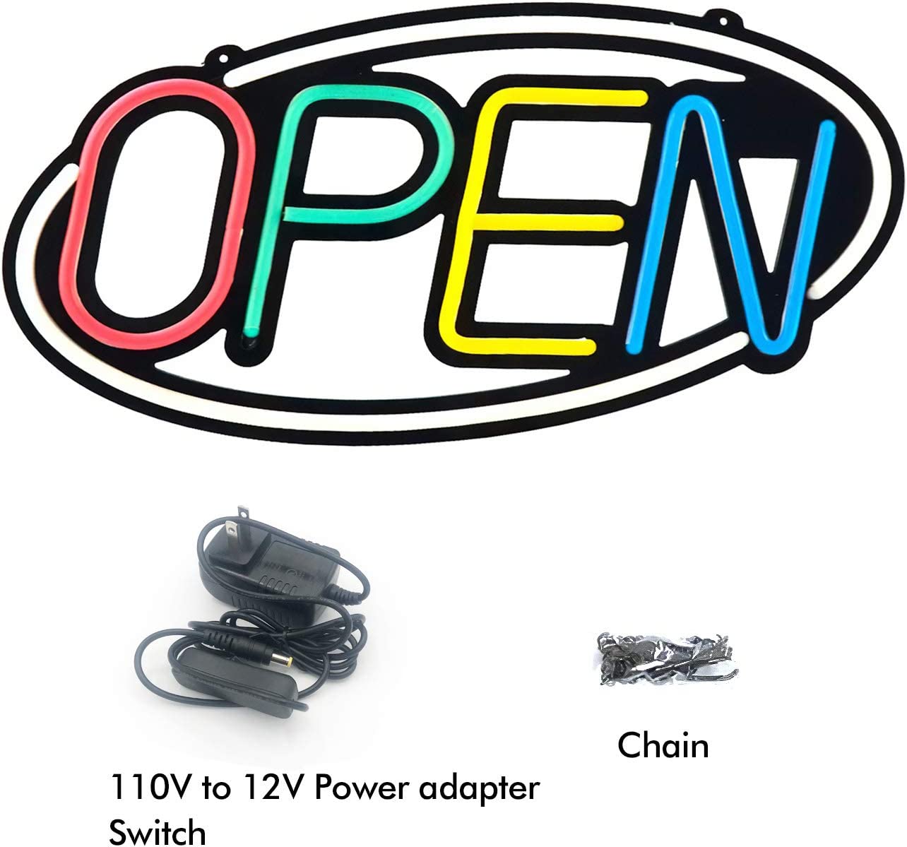 Oval Neon LED Open Sign for Business – Bright Energy - Efficient Shop Sign 1211428 - with | Sold by Uncle Wiener's Wholesale