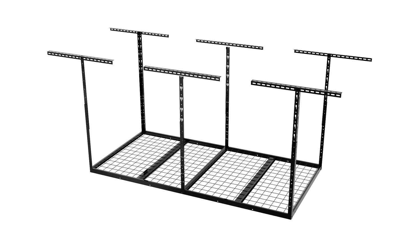 Overhead Garage Storage Rack Adjustable Ceiling Mounted Heavy Duty 3x6 ft & 3x8 ft Black CR3672 - with 3x6 ft Overhead Garage Storage Rack | Sold by Uncle Wiener's Wholesale